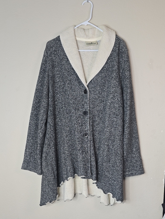 Goddess gear Jackets & Blazers - Goddes Gear Natural  Fiber Knit Swing Jacket Shawl Collar Grey Size 1X